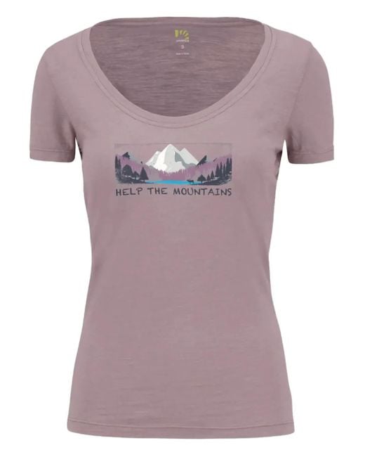 Karpos Purple Mountain-Print V-Neck T-Shirt