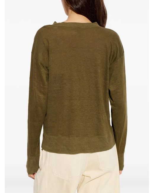 Isabel Marant Green Klowia Logo-Printed Long-Sleeved T-Shirt