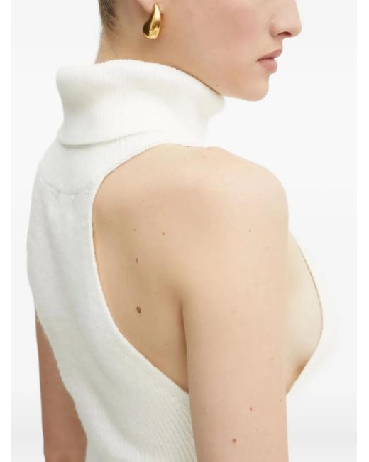 Bardot White Turtleneck Open-Back Midi Dress