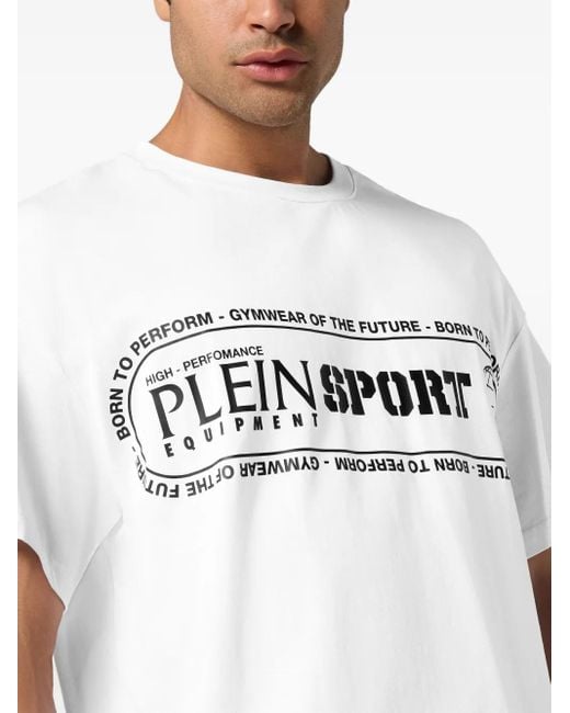 Philipp Plein White Logo-Print Round-Neck T-Shirt for men