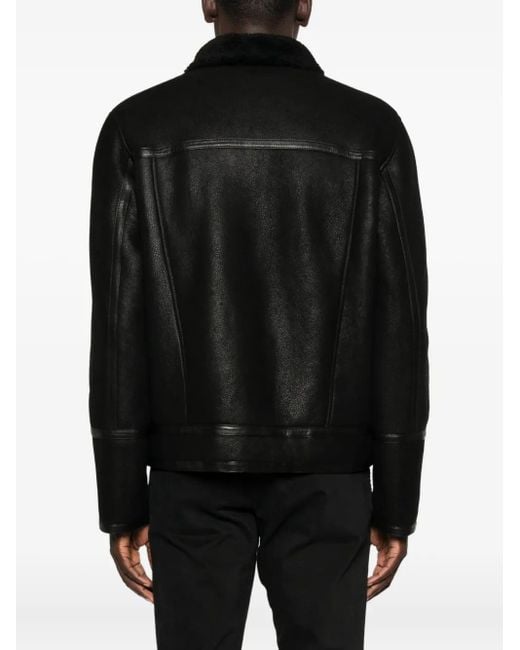 メンズ Dondup フラップポケット レザージャケット Black
