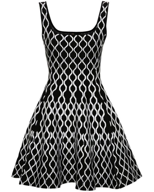 Maje Black Pattern-jacquard Flared Minidress