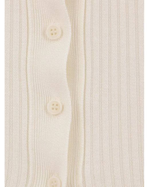 Meta Campania Collective White Rib-Knit Button Midi Dress