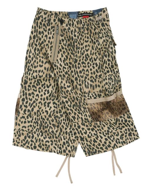 ANDERSSON BELL Natural Leopard-Print Cargo Shorts for men
