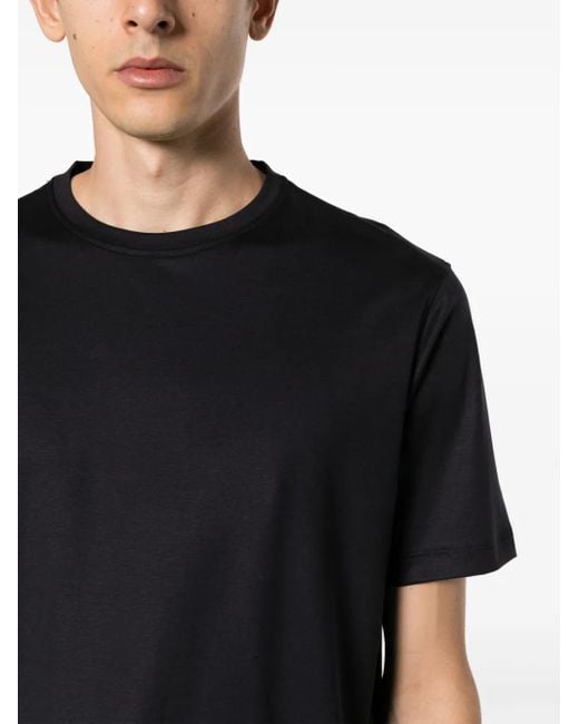 Emporio Armani Black Logo-Embroidered Cotton T-Shirt for men