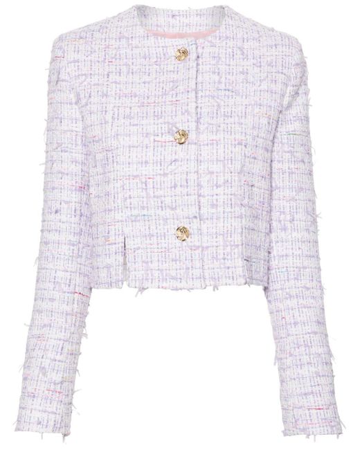Nina Ricci Blue Cropped Tweed Jacket