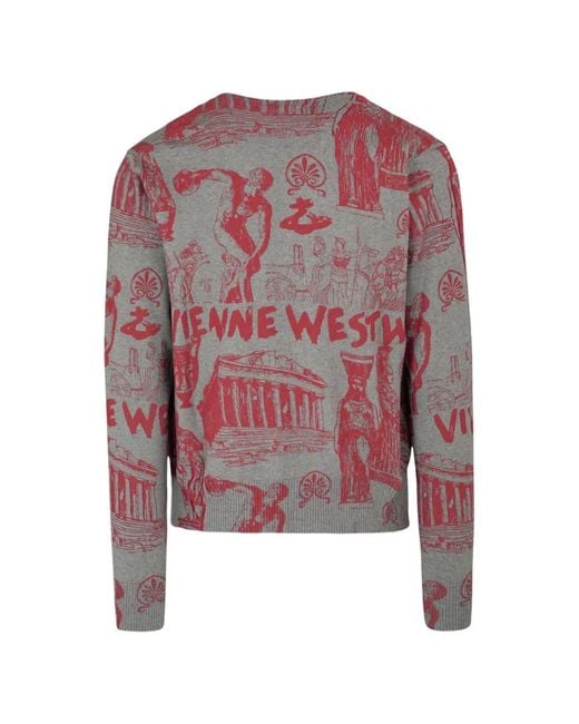 Vivienne Westwood Red Orb Embroidery V-Neck Sweater