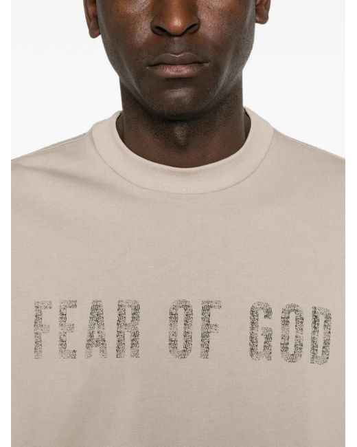 Fear Of God Natural Logo-Print Drop-Shoulder T-Shirt for men