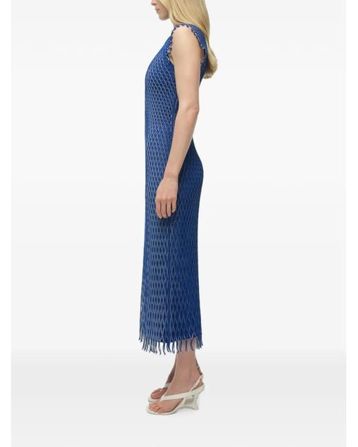 Jonathan Simkhai Blue Faylen Open-Weave Midi Dress