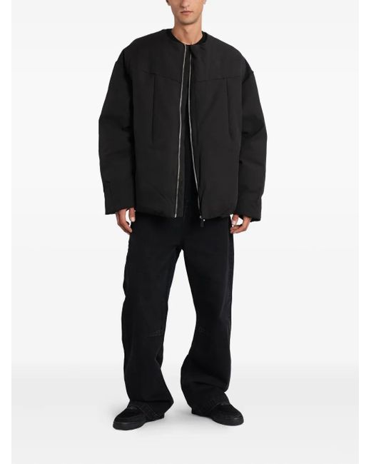 Entire studios Black Collarless Padded Jacket for men