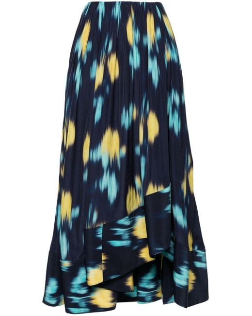 Falda asimétrica con estampado abstracto Lanvin de color Blue