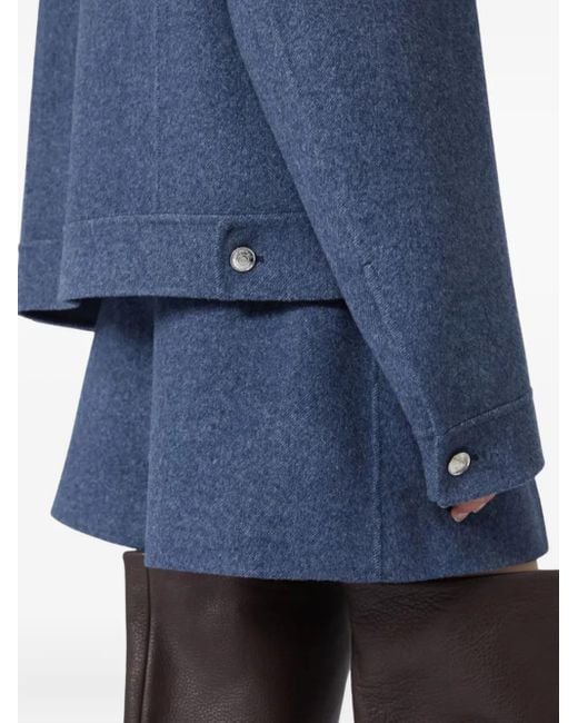 Sportmax Wollen Jack Met Metallic Knopen En Klepzak in het Blue