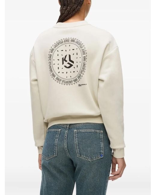 Felpa Con Stampa Logo di Karl Lagerfeld in White