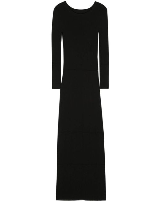 Vestido largo con malla semitransparente Issey Miyake de color Black