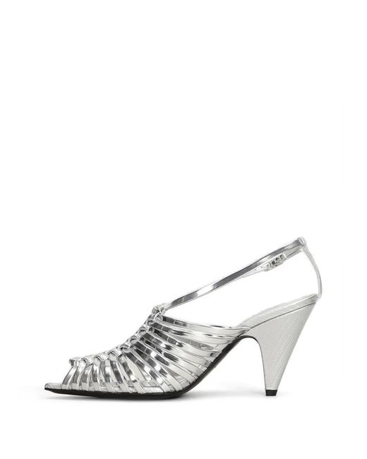 Sergio Rossi White Wovenia Strappy Sandals