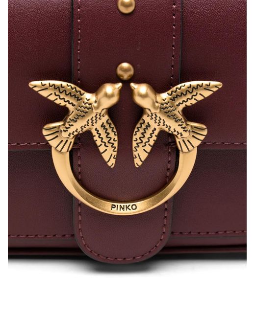 Pinko White Small Love Birds Leather Shoulder Bag
