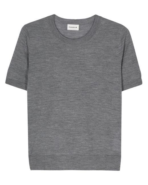 P.A.R.O.S.H. Gray Fine-knit Short-sleeve Top