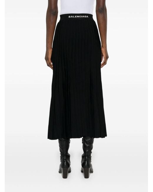 Balenciaga Black Logo-jacquard Pleated Skirt