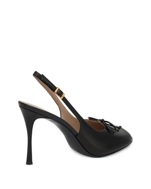 POTAMY Black Bow-Detail Peep-Toe Pumps