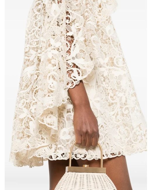 Zimmermann Natural Lace Ruffled Mini Dress