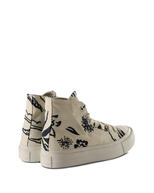 Converse Natural Patterned-Detail High-Top Sneakers