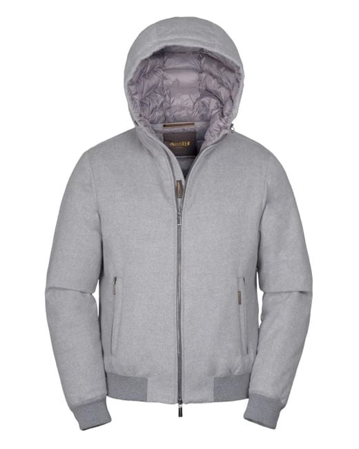 Moorer Gray Hooded Zip-Up Jacket for men