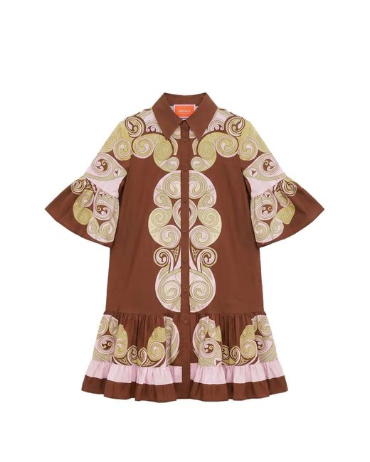 LaDoubleJ Brown Choux Ruffled-Trim Dress