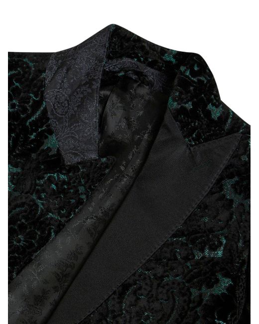 Etro Black Brocade Velvet Blazer for men