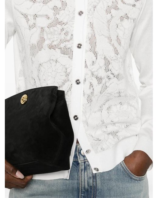 Versace White Baroque-Pattern Lace Cardigan