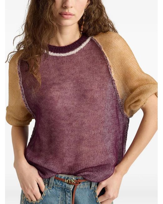 Momoní Purple Maria Colour-Block Raglan-Sleeve Sweater
