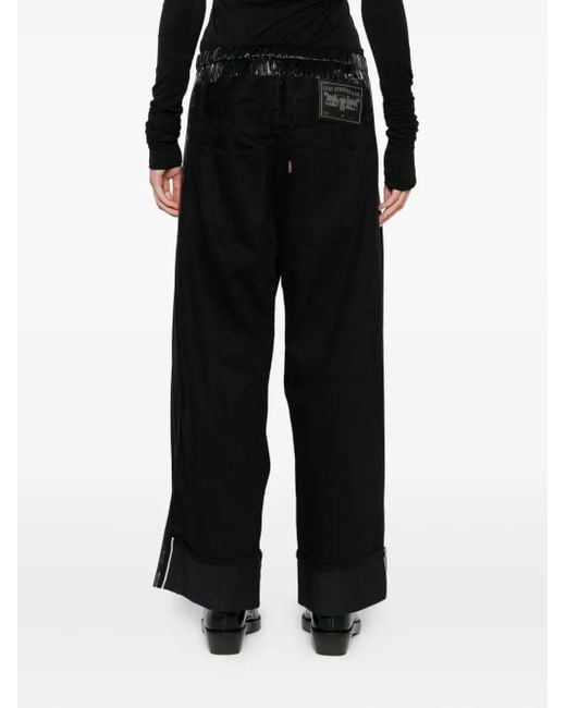 Junya Watanabe Broek Met Geplooid Vlak in het Black