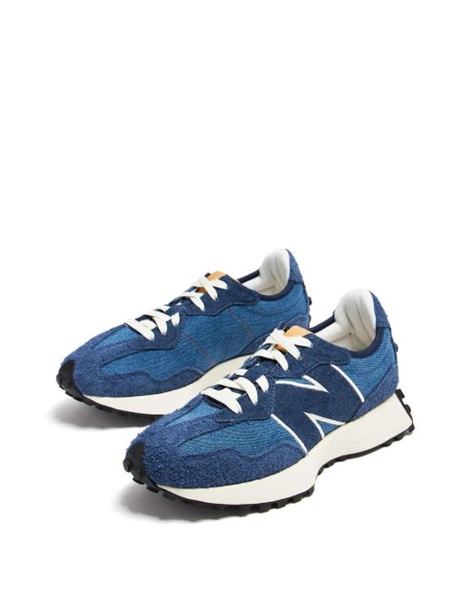 New Balance Blue Panelled Lace-Up 327 Sneakers