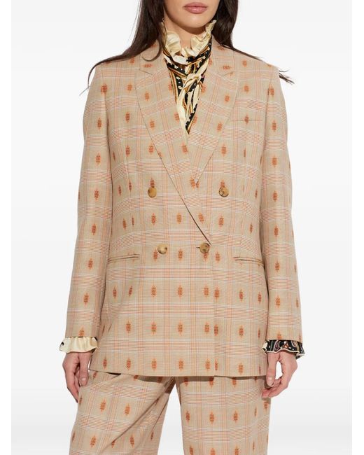 Etro Natural Check-Patterned Blazer