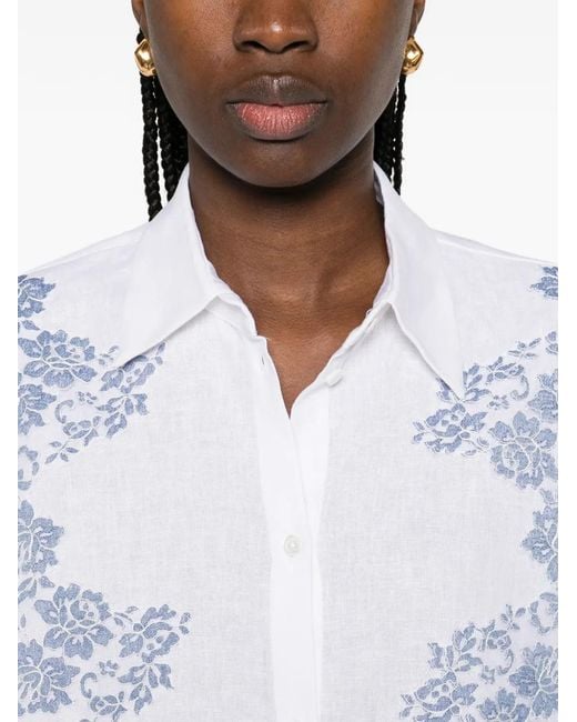 ERMANNO FIRENZE White Floral-Lace Shirt