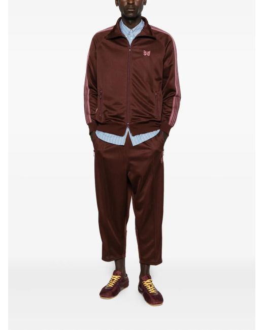 Needles Purple Side-Stripe Logo-Detail Pants for men