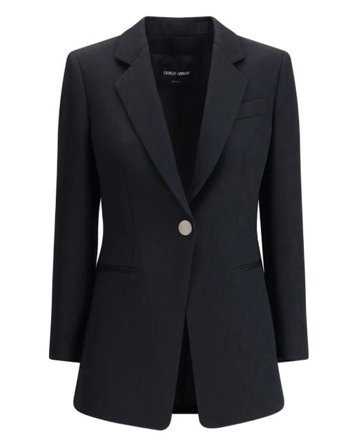 Giorgio Armani Black Single-Button Silk Blazer
