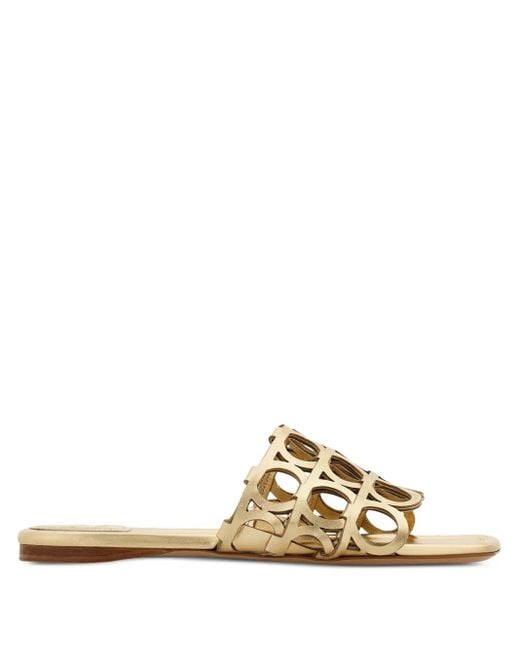Ferragamo Metallic Pantoletten Mit Gancini-Detail