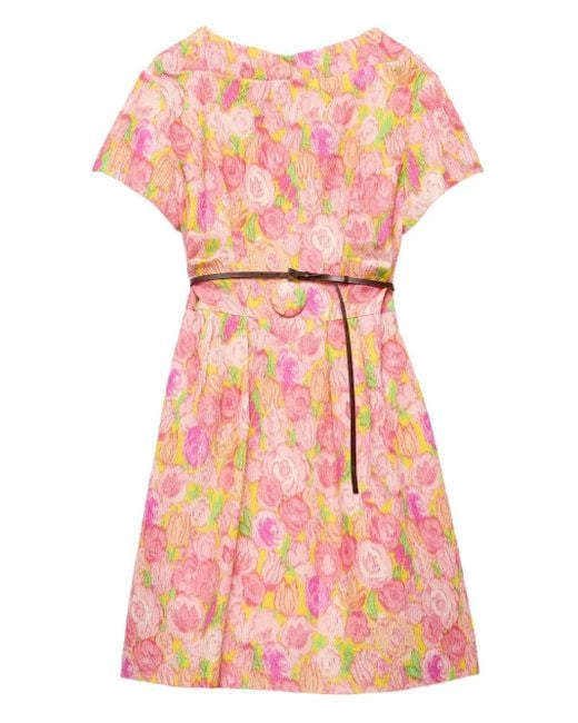 Prada Pink Minikleid Mit Blumen-Print