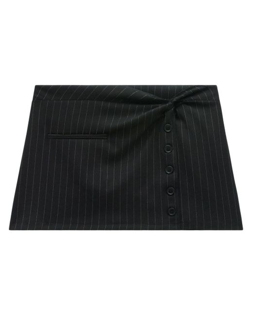 Courreges Black Twist-detailing Pinstripe Miniskirt