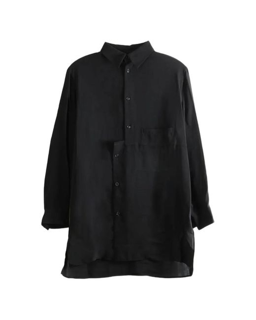 Y's Yohji Yamamoto Black Patchwork Long-Sleeve Shirt