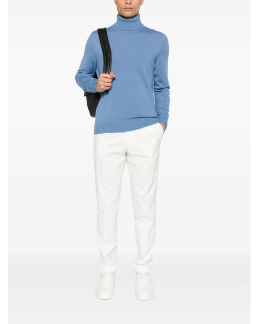Drumohr Blue Turtleneck Merino-Wool Sweater for men