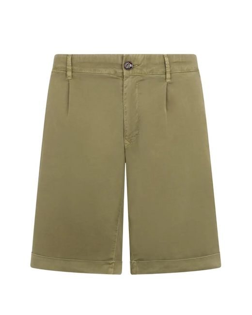Moorer Green Pleated Bermuda Shorts for men