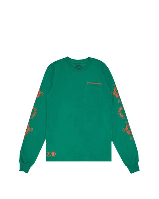 Chrome Hearts Green Logo-Embroidered Long-Sleeve T-Shirt for men