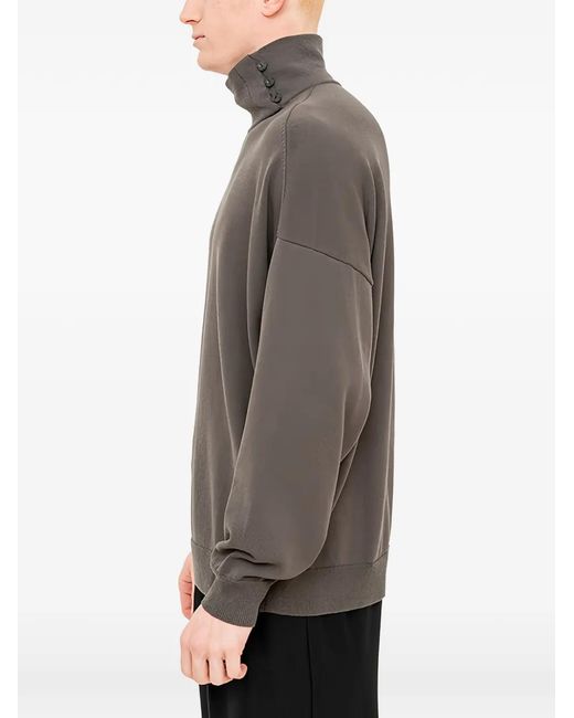 DEVOA Gray Buttoned High-Neck Sweater for men