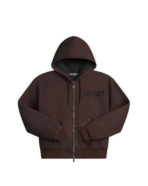 LOSTSHDWS Brown Zip-Fastening Hoodie for men