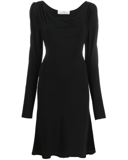 Vivienne Westwood Long-sleeve Square-neck Dress in Black | Lyst UK