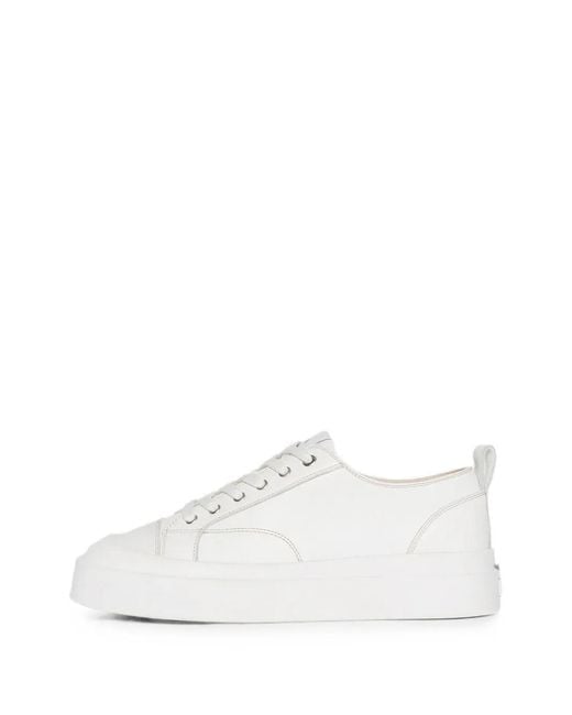 Manière De Voir White Vienna Leather Contrast Stitch Sneakers for men