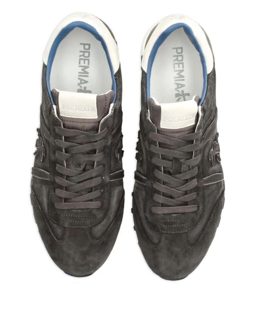 Premiata Gray Lucy 7768 Paneled-Suede Sneakers for men