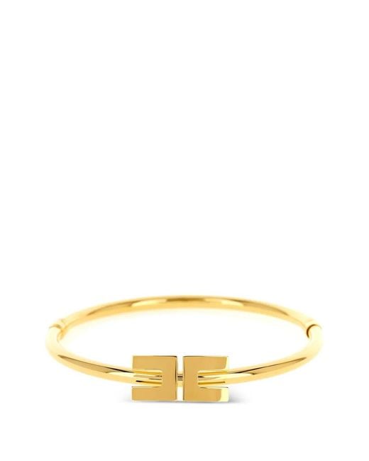 Elisabetta Franchi Metallic Logo Appliqué Tubular Necklace