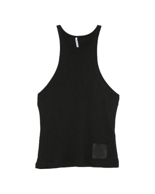 Liviana Conti Black Ribbed-Knit Racerback Top